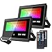 Produktbild MustWin RGB Strahler 25W LED Strahler 2er mit Fernbedienung IP66 Wasserdicht Fluter Farbwechsel Dimmbar Außenstrahler Bunt 20 Farben 6 Modi mit Timer für Garten Party Aussen Baum Stimmungslicht