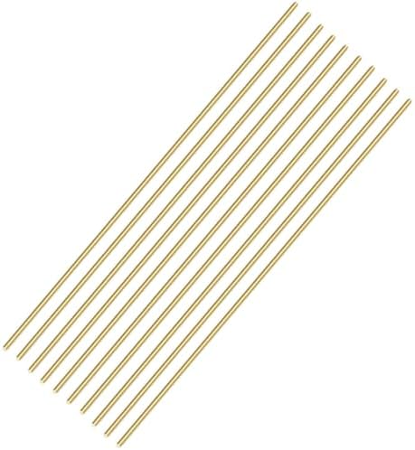 10PCS 1mm Brass Rod, Metal Solid Round Brass Rod Pin Lathe Bar Stock for RC Model Airplane Helicopter DIY Craft - 300mm Length