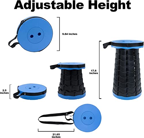 Yekuyeku Collapsible Stool Portable Stool Telescopic Stool With Load Capacity 350Lbs Adjustable Height Sturdy Folding Retractable Stool For Travel Camping Bbq Fishing Hiking Picnics Gardening Queuing #TOP4