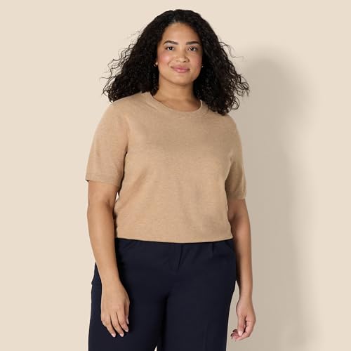 Amazon Essentials Women's Regular-Fit Cap Sleeve Mock Neck Sweater Top, Camel Heather, Small by Amazon Essentials - Used condition - Image 5