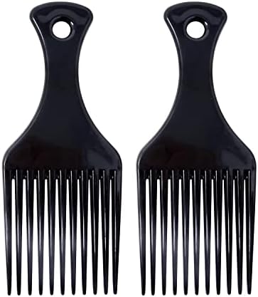 2 Pcs Afro Hair Comb - Black Professional Styling Heat Resistant Afro Comb, Wide Tooth Hair Pick Comb Hairdressing Styling Tool for Natural Curly All Hair Types Salon Hair Styling Supplies