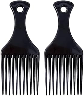 2 Pcs Afro Hair Comb - Black Professional Styling Heat Resistant Afro Comb, Wide Tooth Hair Pick Comb Hairdressing Styling Tool for Natural Curly All Hair Types Salon Hair Styling Supplies