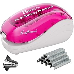 Craftinova Electric Stapler,Including 2000 Staples and 1 Staple Remover, Suitable for Palm Size and high Comfort，25 Sheet Capacity, AC Adapter or Battery Powered，Battery not Included