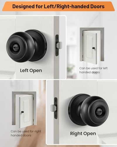 LANSTE Black Door Knobs, 10 Pack Privacy Door Knobs Interior Door Knob for Bedroom/Bathroom Keyless Doorknobs Interior/Exterior Lockset, Black Modern Design Door Hardware - 4