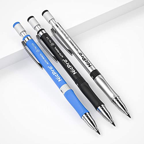 Nicpro 11 Pieces Colors 2Mm Mechanical Pencil Set, 3 Pcs Carpenter Drafting Pencil 2.0 Mm For Art Drawing Writing Sketching Construction With 6 Tube Pre-Sharpen 2B & Color Refill, Eraser, Sharpener #TOP1