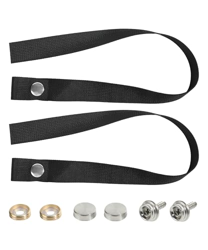 UNLRAE 2 Sets Pontoon Ladder Strap,Car Accessories,Boat Ladder Strap Replacement,18 Inch RV Door Straps with Button Snap,Use as Fixings for RV Sliding Doors,Folding Doors,Boat Ladders,etc