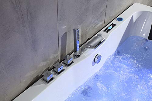 Bhbl 71 X 47 In Whirlpool Tub 2 Person, Hydromassage Soaking Spa Tub, Rectangular Freestanding Tub With Computer Panel, Air Bubble, Multicolor Light, Ul Certified (Dk-Q411) #TOP5