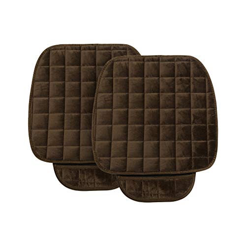 uxcell 2pcs Universal Front Car Seat Cushion Breathable Plush Seat Pad Mat Protector for Automotive Home Chair Brown