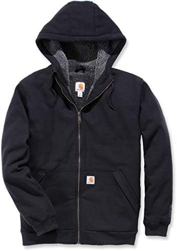 Carhartt Men's Rain Defender Rockland Sherpa Lined Hooded Sweatshirt, Black, Medium