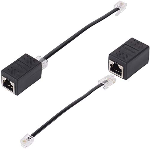 RJ45 Female to RJ11 Male Adapter,RJ11 to RJ45 Adapter,SHONCO Ethernet to Phone Line RJ45 Female to RJ11 Male Adapter Converter Black (2 Pack)