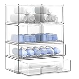 Farazza Clear Baby Bottle Organizer Storage Bins with Pull-Out Drawers, 6-Pack Organizer Set with Labels, Premium PET Plastic Storage Organizer for Pantry, Bathroom, Vanity, Cabinet, Countertop