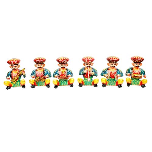 Gomati Ethnic Wood Musician Bawla Toy Set, Standard, Multicolour, 6 Piece.