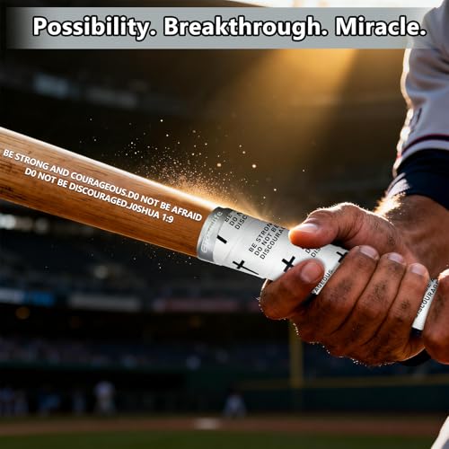 Eyourlife 2 Pack Baseball Bat Grip Bat Wraps for Baseball Lifestyle Softball Gifts Tapes Pro Feel Non-Slip Elite Batting Grip Tape for Bats Players Joshua 1:9 White — view 2