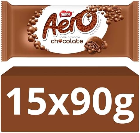 Aero Milk Chocolate Sharing Bar - Light & Bubbly Aerated Centre, 90g | Multipack of 15