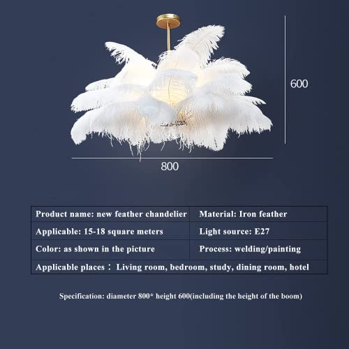 Djamel Luxury Copper White Feather Ceiling Light,Ostrich Feather Ceiling Light,White Feather Chandelier Beautiful Pendant Light For Bedroom,Living Room,Girls Room Lighting Decoration #TOP6