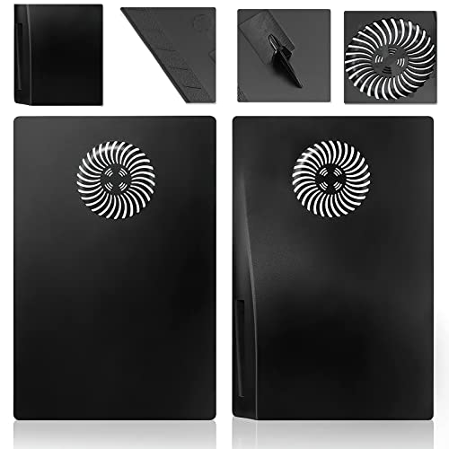 Image of Face Plate Cover Shell with Cooling Vents for PS5 Disc Edition Console Faceplate, Accessories Compatible with PlayStation 5 Protective Replacement Panels (Black)