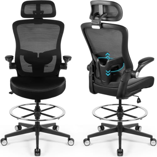 Drafting Chair with Headrest and Thick Seat