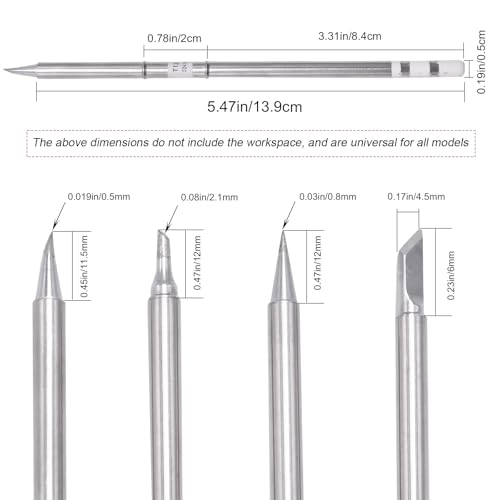 Image of 4 Pcs Soldering Iron Tips, T12 Series Solder Tips Kit, Replacement for FM-203 FX-951 FX-950 Soldering Station