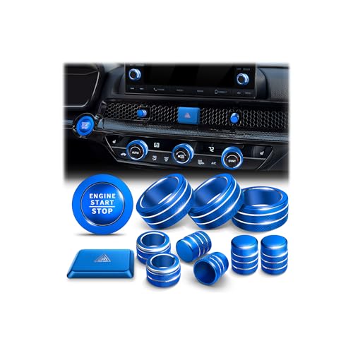 Polodunn for Honda Civic 2022-2026 Accessories, CRV 2023-2026 & Acura Ingetra 2023-2026 (Fit 7" Screen/ 2 Audio Knobs), 12pcs Knob Cover Kit - Hazard Light, Push Start, Audio, AC & Air Vent (Blue)