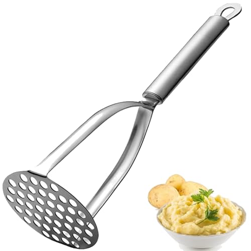 JMYDecor Schiaccia Patate In Acciaio Inossidabile, Schiacciapatate Per Alimenti Pesanti Con Manico Antiscivolo Per Purè Di Patate Liscie, Marmellata, Verdure E Frutta,Potato Masher