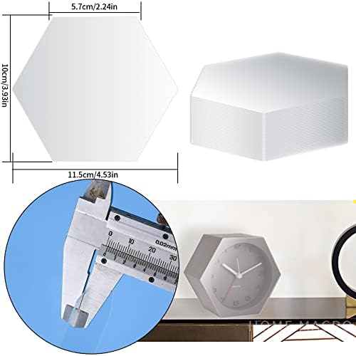 30 Pieces Clear Acrylic Sheets, Transparent Acrylic Blanks Panels, Hexagonal Acrylic Plastic Panel Sheets Signs for Picture Frame Painting DIY Crafts Display Base Stand Place Card Names