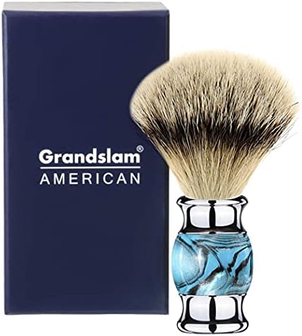 Grandslam Finest Badger Shaving Brush with Resin Handle- Engineered for the Best Shave of Your Life (Blue)