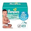 Pampers Baby Wipes Aqua Pure, 99% water-based wipes, Hypoallergenic and Unscented Baby Wipes, 672 Wipes Total (12 Flip-Top Packs)