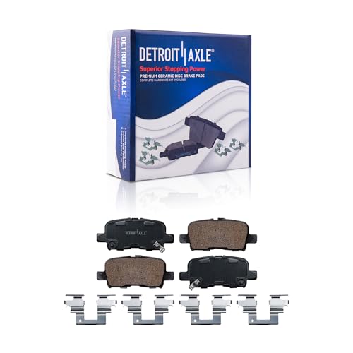 Image of Detroit Axle - Rear Brake Pads for 2003-2008 Honda Pilot, 2002-2004 Odyssey, 2001-2006 Acura MDX, Ceramic Brake Pads w /Hardware Replacement