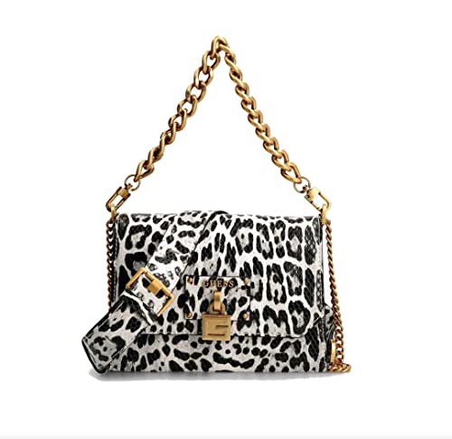 GUESS Borsa a Mano/Tracolla Centre Stage Mini Animalier Blanc B23GU47 LB850478, Léopard noir/blanc, Piccola