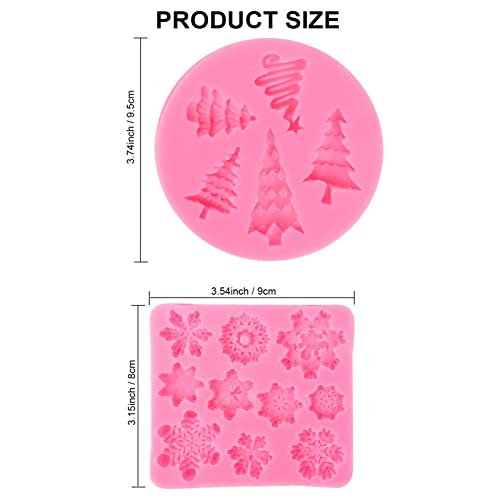 Konsait 5Pack Christmas Fondant Molds, Snowflake Christmas Tree Reindeer Santa Candy Chocolate Silicone Molds Baking Tool For Xmas Birthday New Year Party Supplies Cake Decoration #TOP2