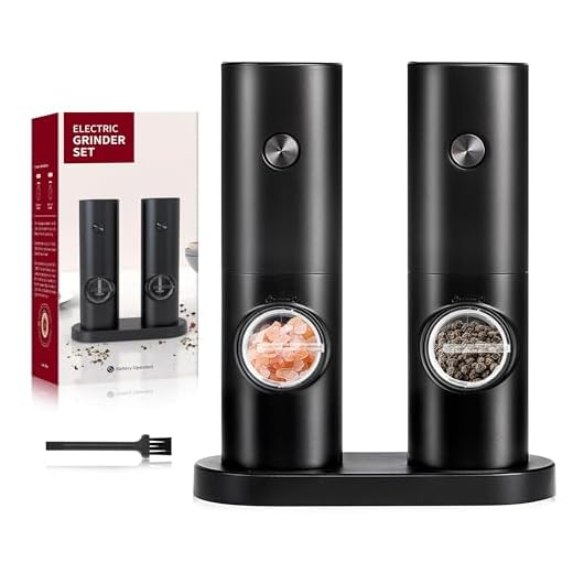 Electric Salt and Pepper Grinder Set (2 Pack), One Hand Adjustable Coarseness, Battery Powered with Stand, Seasoning Tools for Kitchen BBQ