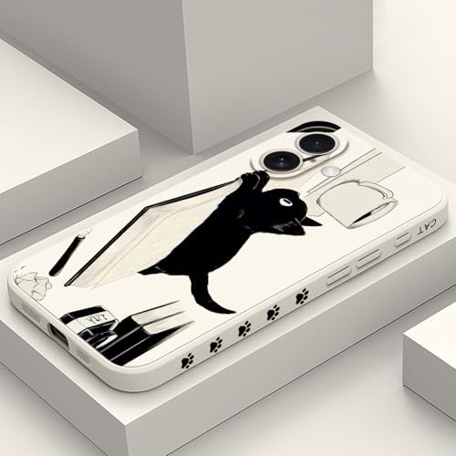 Coque iPhone 16 chat blanc en silicone pour vos photos du quotidien
