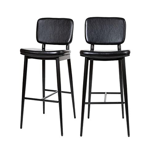Flash Furniture Mid-Back Black Faux Leather Bar Stool