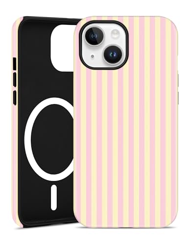 Jusy Coque Magnétique à Rayures pour iPhone 13/14, Lumière d'Été