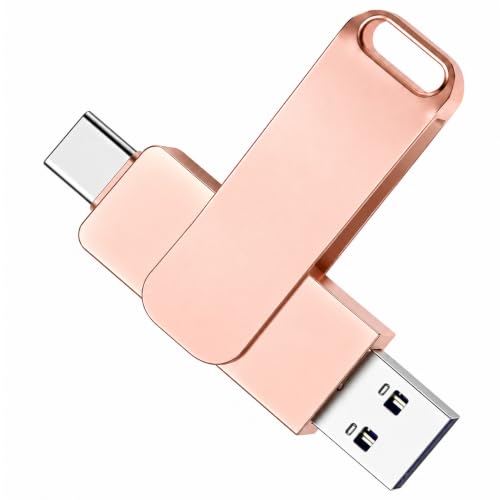 Image of 128GB USB C Flash Drive Dual Drive Type-C & USB 3.2 Gen 1 Memory Stick, High Speed 100MB/s Thumb Drive Photo Stick for Android Phones, PC, Laptops, Mac (Rose Gold)