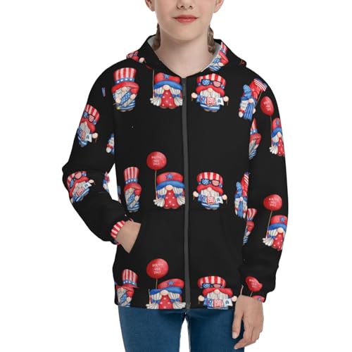 Cute Gnome Kid Hoodies Boys Zip Up Sweatshirts Girls Pullover with Pocket3