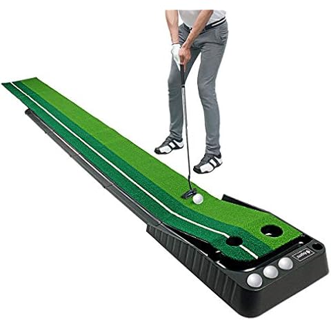 Asgens Golf Putting Trainer(3 Balls Free),Double-Color Grass Golf Mat with Ball Thicken Return Track and Automatic Function. Practise Indoor &Outdoor for Beginner &Amateur Cover