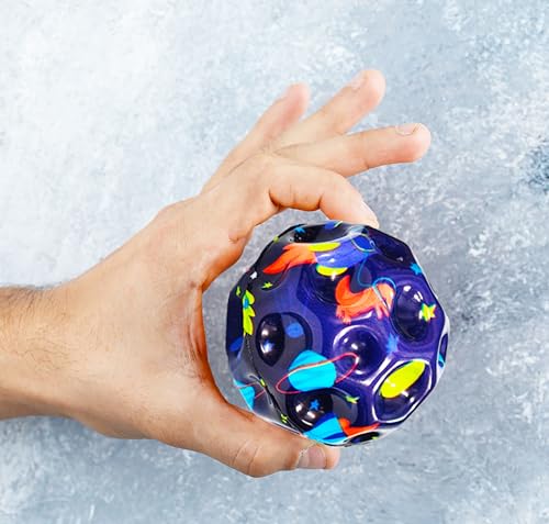 Image of VGRASSP Super Bouncy Rubber Moon Ball Toy for Kids and Adults with Craters - High Bounce, Textured Grip, Perfect for Playtime Fun - Return Gift Foam Ball, Multicolor (Pack of 6)