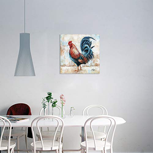 B Blingbling Rooster Picture For Kitchen Wall Art: Golden Rooster Framed Canvas Wall Art Rustic Home Decor Ready To Hang (24"X24"X1Panel) #TOP5