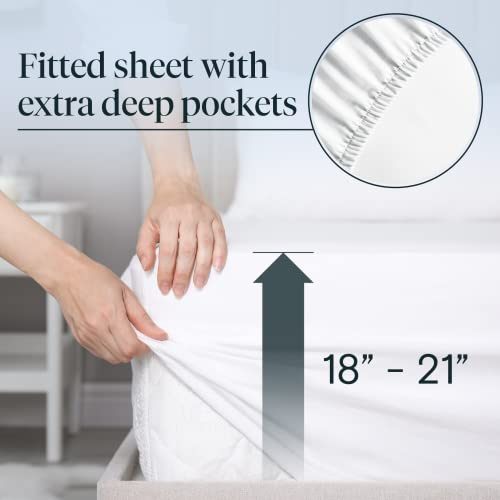 Luxclub 6 Pc Extra Deep Pocket Queen Sheets & Pillowcases Set - Hotel Bedding Silky Soft Eco Friendly Wrinkle Free Ultra Soft Cooling Bed Sheet Set Deep Pocket Up To 21" (Queen, White) #TOP2