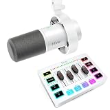 FIFINE Recording Microphone Pack with Gaming Audio Mixer, XLR/USB Dynamic Microphone with Gain Knob, Headphones Monitor, Mute Button, Streaming PC Mixer with Slider Fader, XLR Interface (K688W+SC3W)