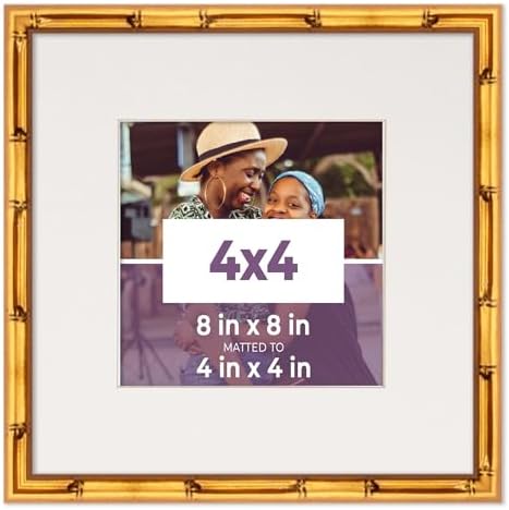 Amazon.com - CustomPictureFrames.com 4x4 Frame Gold Bamboo with White ...