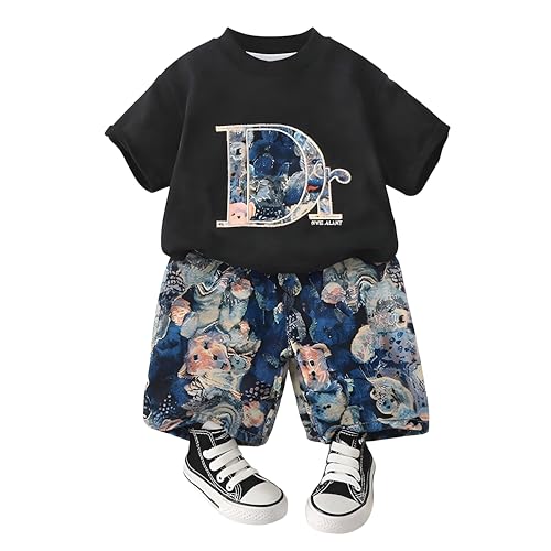 Image of Googo Gaaga Boys Printed Clothing Set | Tshirt Combo Set - Includes a stylish T-shirt and matching shorts for a complete everyday outfit.