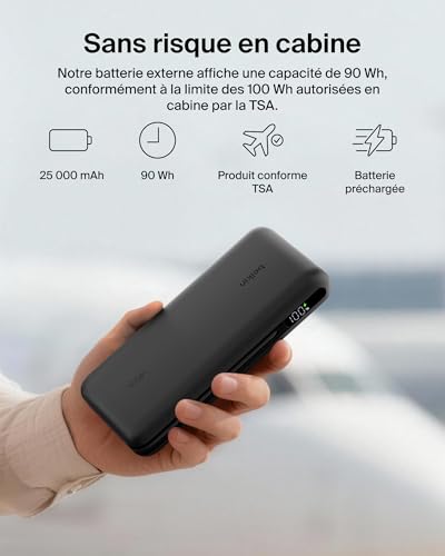 Batterie externe Belkin BOOSTCHARGE 25000 mAh avec écran et charge rapide - vue 7