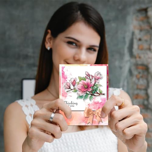 GLOBLELAND Cesto de flores de magnólia, selos transparentes para scrapbook, borboleta, selos, selos