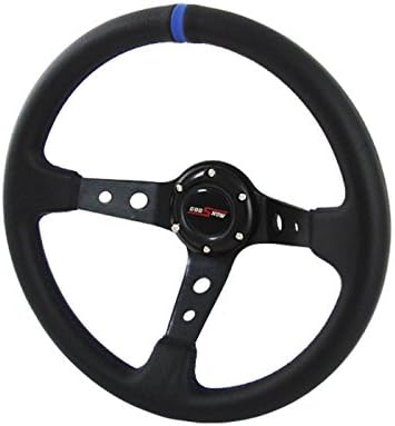 350mm Deep Dish 6 Bolt Steering Wheel Universal Custom (Blue)