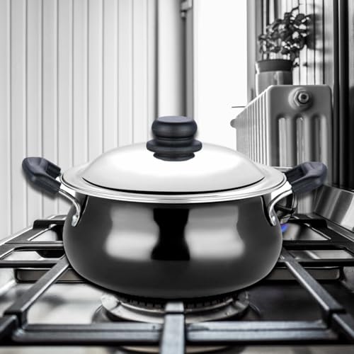 Vinod Hard Anodised Handi – Stainless Steel Lid – Black Pearl – Large Size – 6.5 Liters (6.8 Quarts) – Suitable For Biryani, Pulao, Gravy – Aluminium Pot – Riveted Handles - Metal Spoon Friendly by Vinod - Image 3