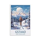 KLYCHF Gstaad Schweiz Vintage-Reiseposter, Querformat, 20 x 