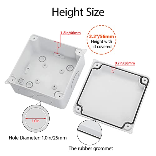 LeMotech Junction Box, Electrical Box IP65 Water Resistant Dustproof ABS Plastic Project Enclosure for Electronics White, External Size 3.9 x 3.9 x 2.8 inch by LeMotech - Image 6