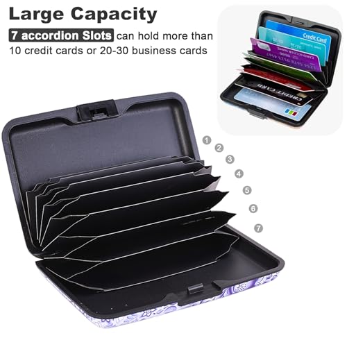 ELFISH Mini RFID Aluminum Wallet Credit Cards Holder Business Card Case Metal ID Case for Men Women (Camellia) - Thumbnail 5